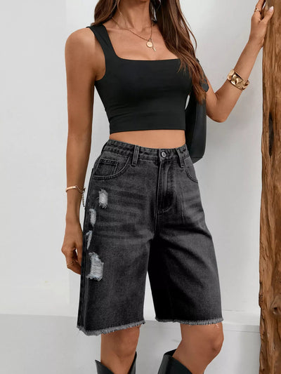 Ripped Frayed Hem Denim Shorts - Your Second Look