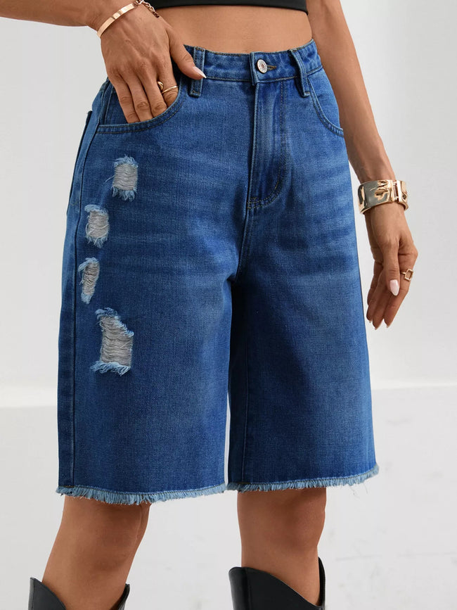 Ripped Frayed Hem Denim Shorts - Your Second Look