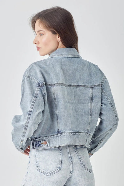 RISEN Full Size Button Down Cropped Denim Jacket - Your Second Look