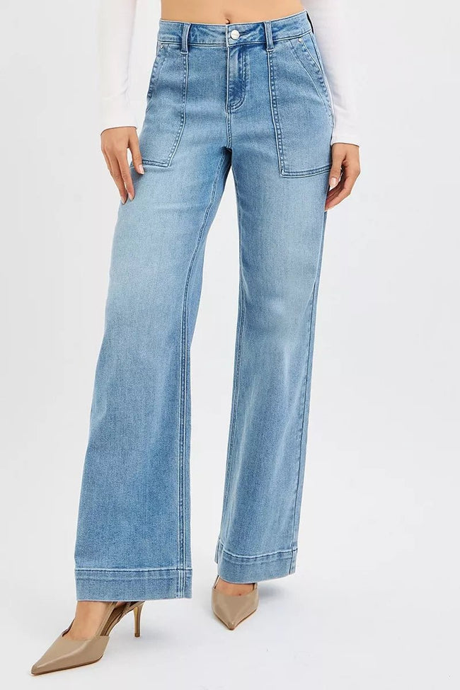 RISEN Full Size High Rise Straight Leg Jeans with Front Pockets Plus Size - Your Second Look
