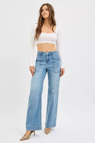 RISEN Full Size High Rise Straight Leg Jeans with Front Pockets Plus Size - Your Second Look