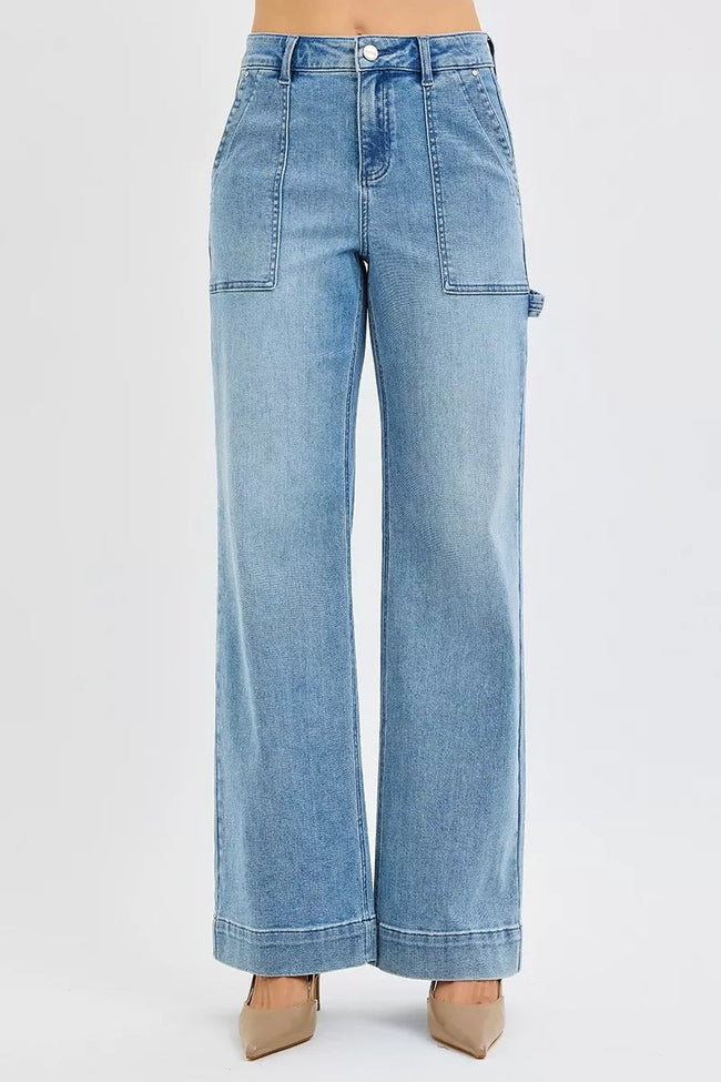 RISEN Full Size High Rise Straight Leg Jeans with Front Pockets Plus Size - Your Second Look