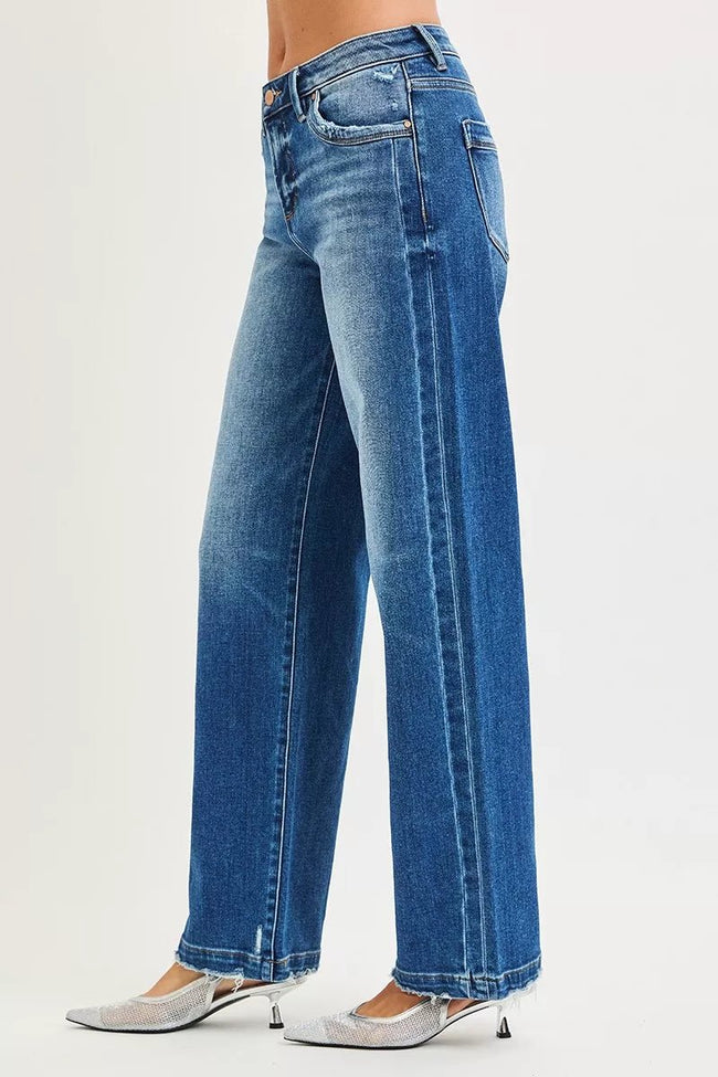 RISEN Full Size Slouchy Baggy Jeans Pocket Side Seam Detail Plus Size - Your Second Look
