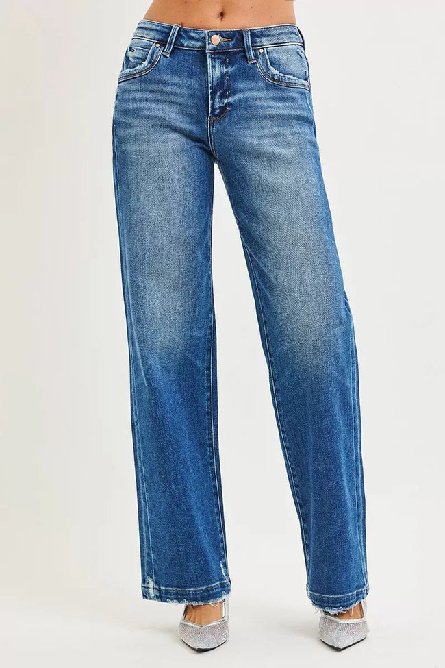 RISEN Full Size Slouchy Baggy Jeans Pocket Side Seam Detail Plus Size - Your Second Look