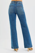 RISEN Full Size Tummy Control High Rise Bootcut Jeans with Double Button Waistband Plus Size - Your Second Look