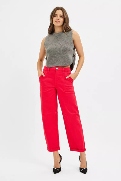 RISEN High Rise Ankle Cuffed Barrel Pants - Your Second Look