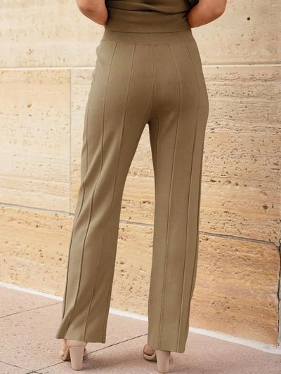Round Neck Cap Sleeve Top and Pants Knit Set - Your Second Look