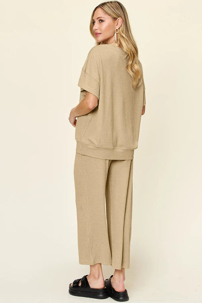 Round Neck Short Sleeve T-Shirt and Wide Leg Pants - Your Second Look