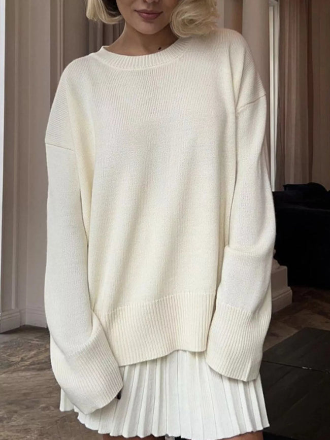 Round Neck Top and Pleated Skirt Sweater Set - Your Second Look