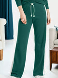 Round Neck Top and Stripe Detail Drawstring Pants Set - Your Second Look