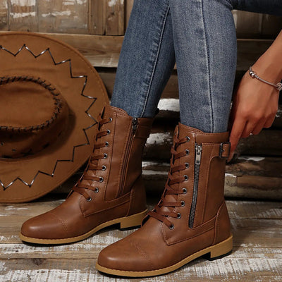 Round Toe Lace Up Boots - Your Second Look