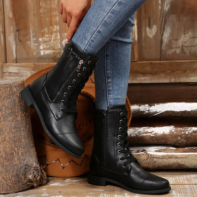 Round Toe Lace Up Boots - Your Second Look