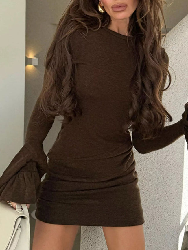 Ruched Flounce Sleeve Mini Dress - Your Second Look