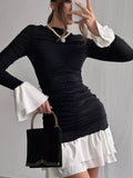 Ruffle Hem Long Sleeve Mini Dress - Your Second Look
