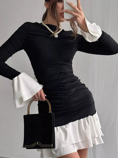 Ruffle Hem Long Sleeve Mini Dress - Your Second Look
