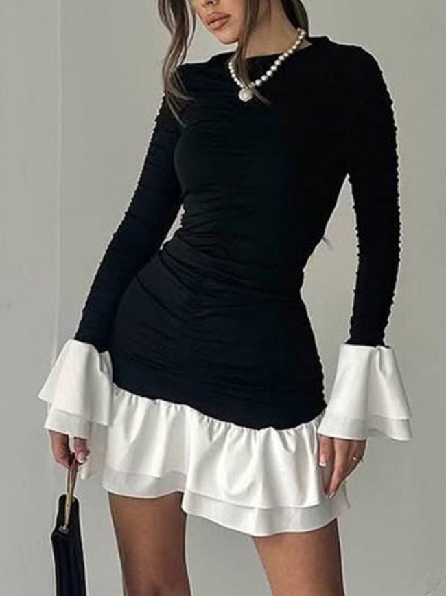 Ruffle Hem Long Sleeve Mini Dress - Your Second Look