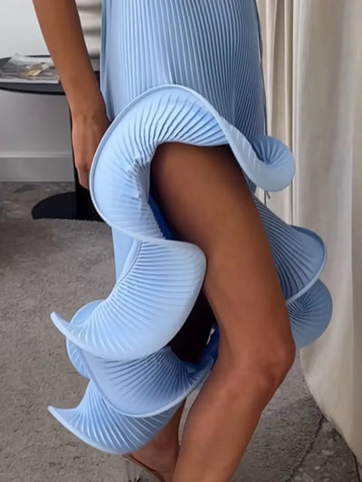 Ruffle Hem Ribbed Sleeveless Dress - Your Second Look