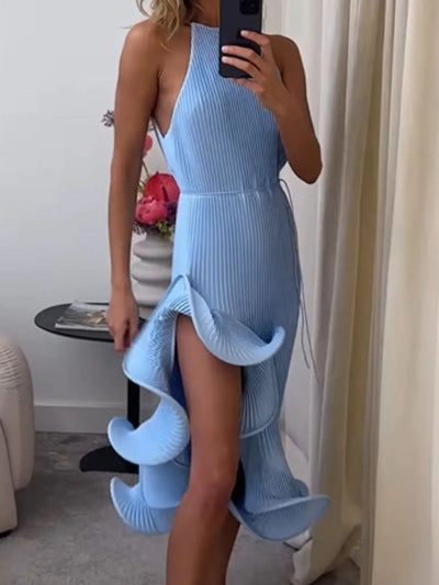 Ruffle Hem Ribbed Sleeveless Dress - Your Second Look