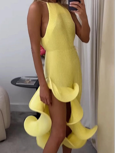 Ruffle Hem Ribbed Sleeveless Dress - Your Second Look