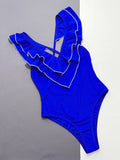 Ruffled Crisscross Backless One - Piece Swimsuit - Your Second Look