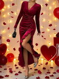 Ruffled Surplice long Sleeve Dress - Your Second Look