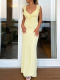 Ruffled V - Neck Sleeveless Maxi Dress - Your Second Look