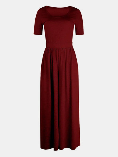 Scoop Neck Short Sleeve Jumpsuit - Your Second Look