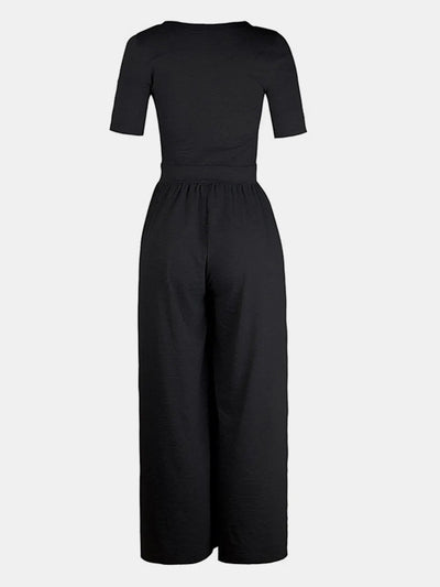 Scoop Neck Short Sleeve Jumpsuit - Your Second Look