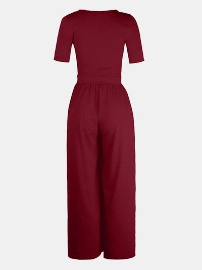 Scoop Neck Short Sleeve Jumpsuit - Your Second Look