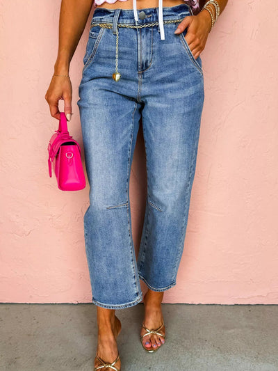 Seam Detail Loose Fit Cropped Jeans - Your Second Look
