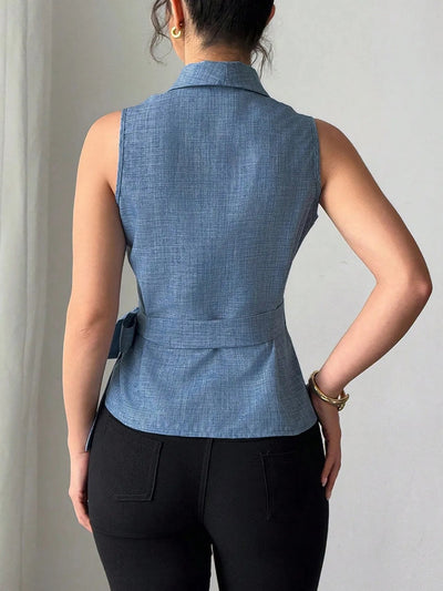 Sleeveless Tied Surplice Top - Your Second Look