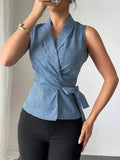 Sleeveless Tied Surplice Top - Your Second Look