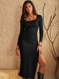 Slit Square Neck Wrap Dress - Your Second Look