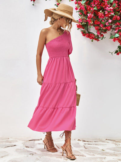 Smocked One - Shoulder Midi Dress - Your Second Look