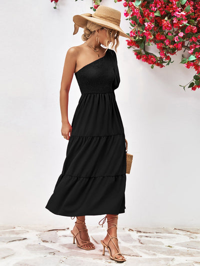 Smocked One - Shoulder Midi Dress - Your Second Look