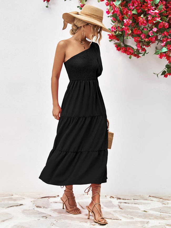 Smocked One - Shoulder Midi Dress - Your Second Look