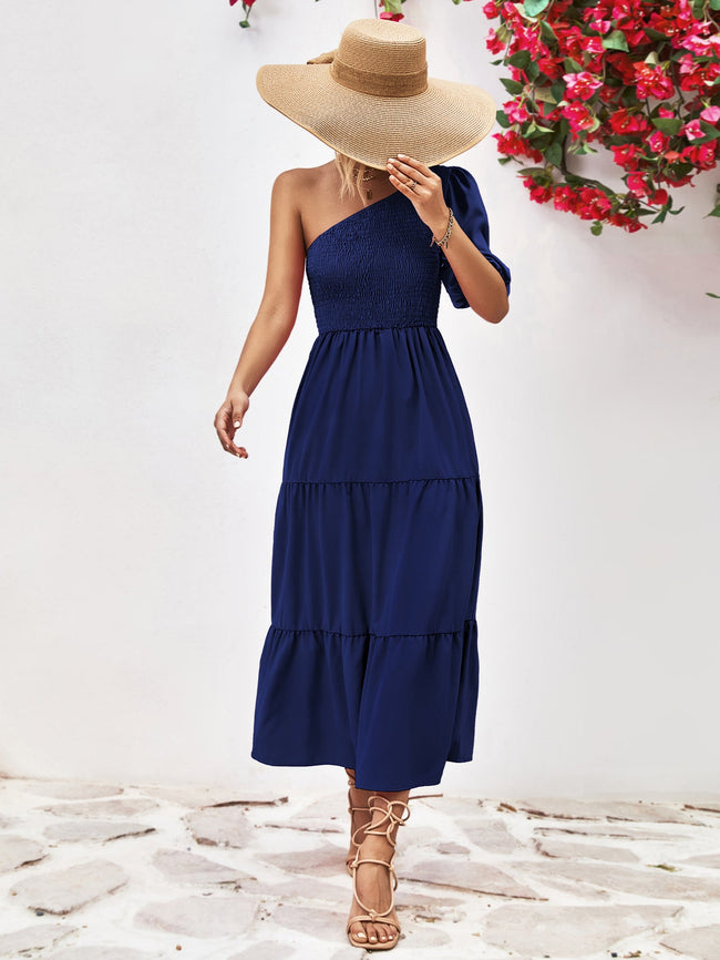 Smocked One - Shoulder Midi Dress - Your Second Look