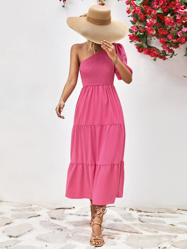 Smocked One - Shoulder Midi Dress - Your Second Look