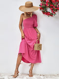 Smocked One - Shoulder Midi Dress - Your Second Look