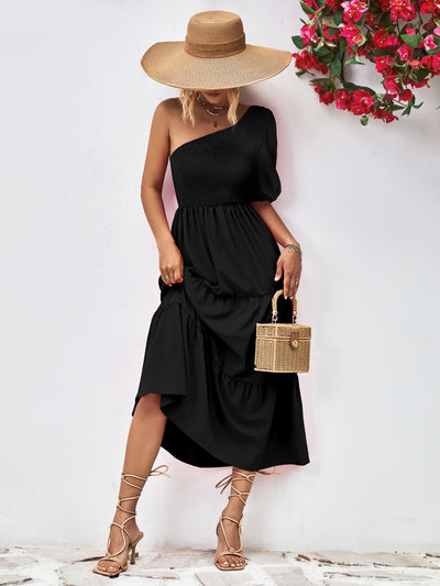 Smocked One - Shoulder Midi Dress - Your Second Look