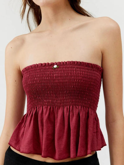 Smocked Peplum Tube Top - Your Second Look