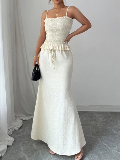 Smocked Ruffled Hem Cami and Maxi Skirt Set - Your Second Look