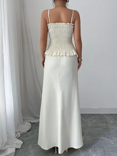 Smocked Ruffled Hem Cami and Maxi Skirt Set - Your Second Look