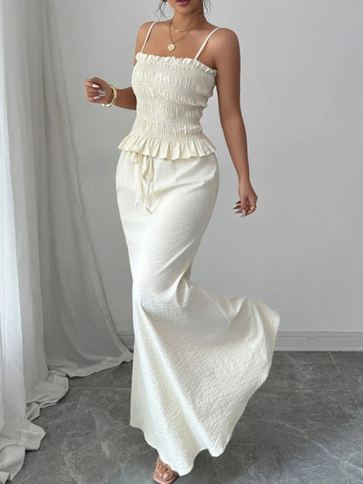 Smocked Ruffled Hem Cami and Maxi Skirt Set - Your Second Look