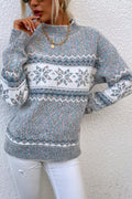 Snowflake Pattern Mock Neck Sweater - Your Second Look
