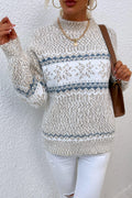 Snowflake Pattern Mock Neck Sweater - Your Second Look
