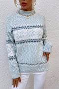 Snowflake Pattern Mock Neck Sweater - Your Second Look