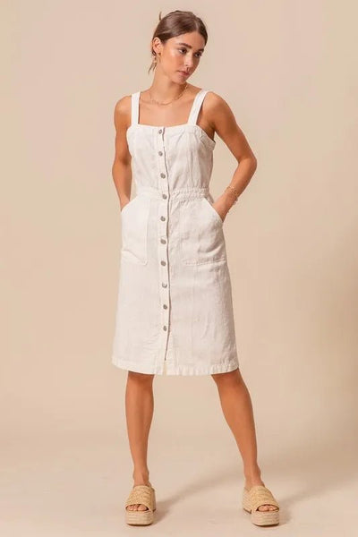 SO ME Button Down Pocket Front Pinafore Dress - Your Second Look