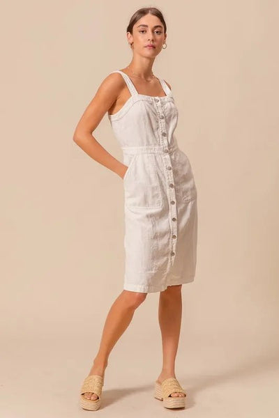 SO ME Button Down Pocket Front Pinafore Dress - Your Second Look