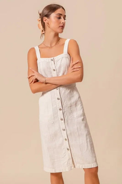 SO ME Button Down Pocket Front Pinafore Dress - Your Second Look